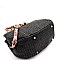 2-Way Flower Leopard Print Accent Straw Satchel Wallet SET