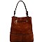 Chic Braid Accent Drawstring 2-Way Bucket Hobo