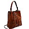 Chic Braid Accent Drawstring 2-Way Bucket Hobo