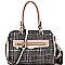 Checker Plaid Print Structured Satchel Wallet SET MH-LW1930