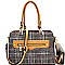 Checker Plaid Print Structured Satchel Wallet SET MH-LW1930