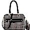 Checker Plaid Print Structured Satchel Wallet SET MH-LW1930