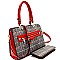 Checker Plaid Print Structured Satchel Wallet SET MH-LW1930