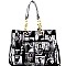 Magazine Print Linked Chain Accent 2 in 1 Tote SET MH-MB2011S