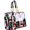 Magazine Print Linked Chain Accent 2 in 1 Tote SET MH-MB2011S