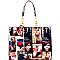 Magazine Print Linked Chain Accent 2 in 1 Tote SET MH-MB2011S