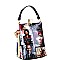 Magazine Print Jewel-Top Frame 2-Way Medium Satchel MH-MB5012
