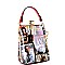 Magazine Print Jewel-Top Frame 2-Way Medium Satchel MH-MB5012