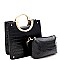 ROUND HANDLE 2 IN 1 CROCODILE PRINT SATCHEL SET