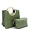 ROUND HANDLE 2 IN 1 CROCODILE PRINT SATCHEL SET
