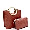 ROUND HANDLE 2 IN 1 CROCODILE PRINT SATCHEL SET