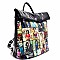 Obama Magazine Print Fold Down Flap Fashion Backpack