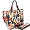 Obama Magazine Print 3-Way Chain Tote Wallet SET MH-OB6358W