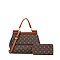 Monogram Doctor Design Handbag with Wallet brown