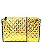 Quilted Metallic Hematite Hardware Flat Clutch