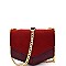 Flap Chain Mixed-Material Pentagonal Shoulder Bag