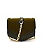 Flap Chain Mixed-Material Pentagonal Shoulder Bag