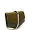 Flap Chain Mixed-Material Pentagonal Shoulder Bag