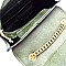 Flap Chain Mixed-Material Pentagonal Shoulder Bag