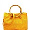Linen Round Bamboo Accent 2Way Satchel