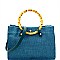 Linen Round Bamboo Accent 2Way Satchel