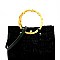 Linen Round Bamboo Accent 2Way Satchel