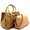 Linen Round Bamboo Accent 2Way Satchel