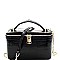 Crocodile Print Boxy Satchel Shoulder Bag