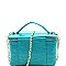 Crocodile Print Boxy Satchel Shoulder Bag