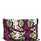 SNAKE PRINT CHAIN LINK ACCENT ENVELOPE CLUTCH