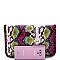SNAKE PRINT CHAIN LINK ACCENT ENVELOPE CLUTCH
