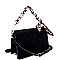 MEDIUM SCARF CHAIN ACCENT FELT-SUEDE SATCHEL