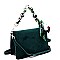 MEDIUM SCARF CHAIN ACCENT FELT-SUEDE SATCHEL