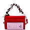 MEDIUM SCARF CHAIN ACCENT FELT-SUEDE SATCHEL