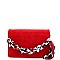 MEDIUM SCARF CHAIN ACCENT FELT-SUEDE SATCHEL
