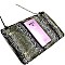 OVER SIZED SEQUIN SNAKE PRINT FLAP CLUTCH
