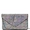 GLOWING SNAKE PRINT GRID ENVELOPE CLUTCH
