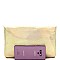 GLOWING SNAKE PRINT GRID ENVELOPE CLUTCH