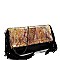 METALLIC SNAKE PRINT FOLD-OVER CLUTCH SHOULDER