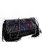 METALLIC SNAKE PRINT FOLD-OVER CLUTCH SHOULDER