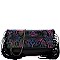 METALLIC SNAKE PRINT FOLD-OVER CLUTCH SHOULDER