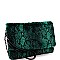 Large Flap Faux-Fur Snake Print Clutch Shoulder Bag