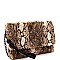 Large Flap Faux-Fur Snake Print Clutch Shoulder Bag