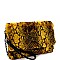 Large Flap Faux-Fur Snake Print Clutch Shoulder Bag