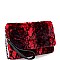 Large Flap Faux-Fur Snake Print Clutch Shoulder Bag