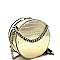 2-Way Medium Crocodile Print Chain Accent Round Satchel