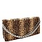 Animal Print Chain Accent Flap Clutch Shoulder Bag