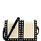 Woven Straw Cone Stud Accent Flap Shoulder Bag