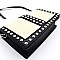 Woven Straw Cone Stud Accent Flap Shoulder Bag
