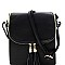 MULTI COMPARTMENT TASSEL ACCENT CROSS BODY BAG